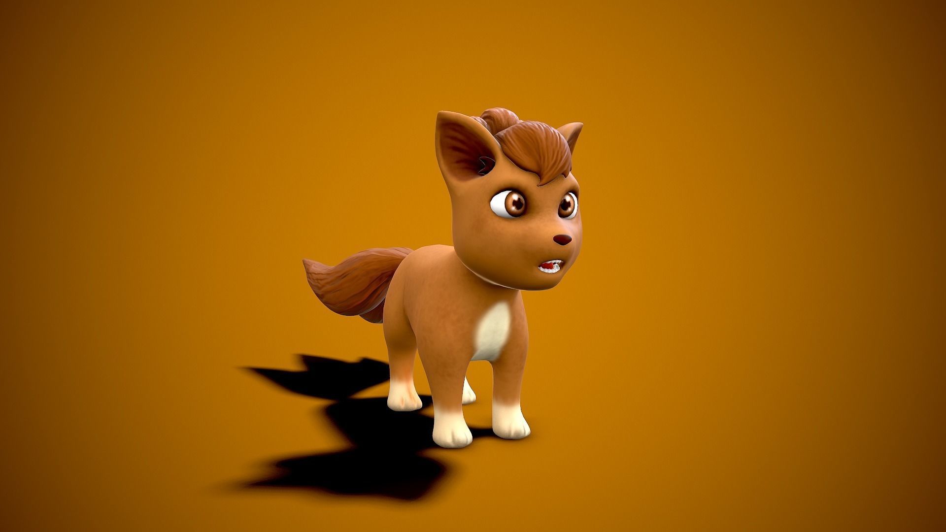 cartoon fox Low-poly 3D model_2