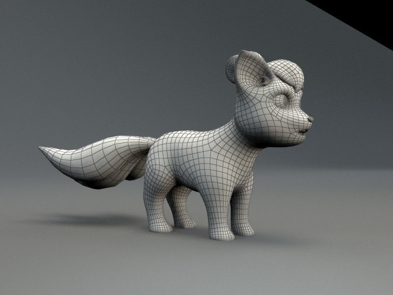cartoon fox Low-poly 3D model_7