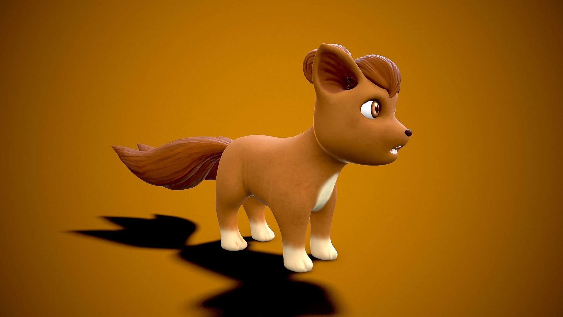 cartoon fox Low-poly 3D model_3