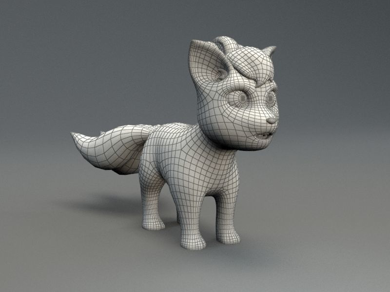 cartoon fox Low-poly 3D model_5