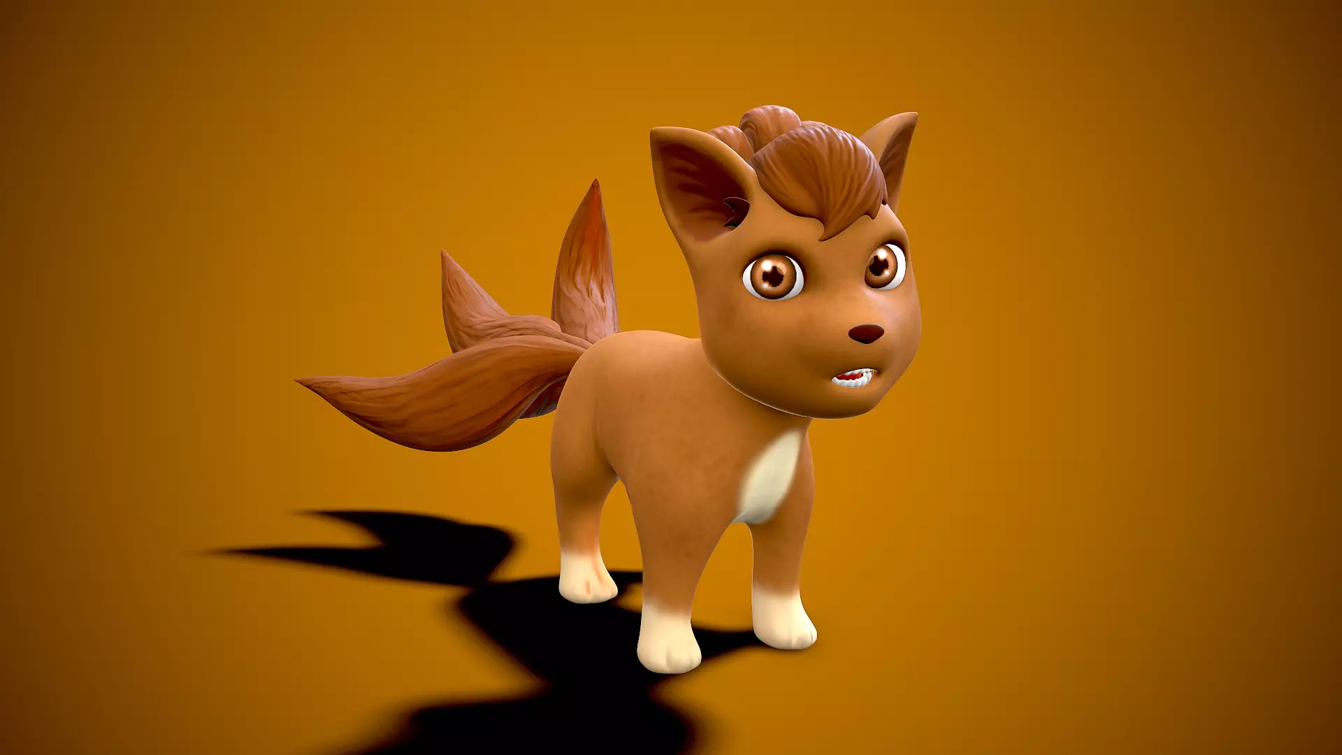 cartoon fox Low-poly 3D model_0