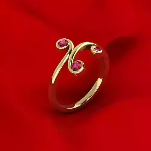 Ornamental ring with gems 3D print model