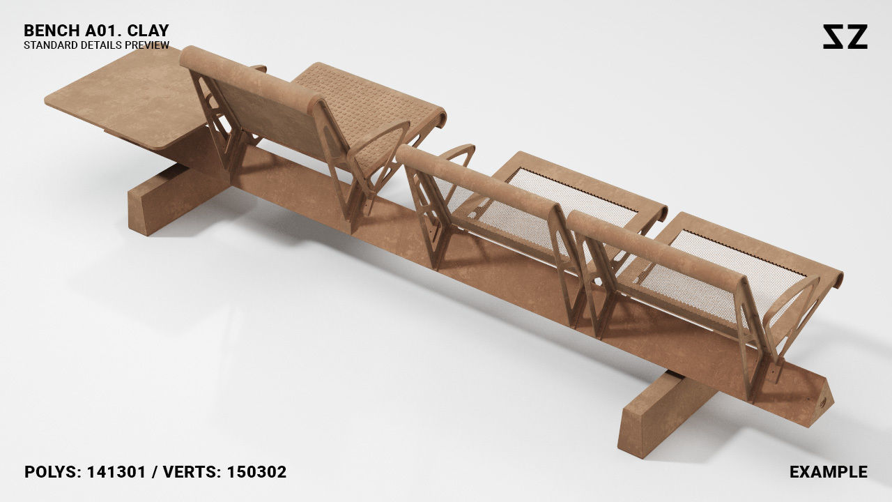 BENCH A01 PACKAGE 3D model_26