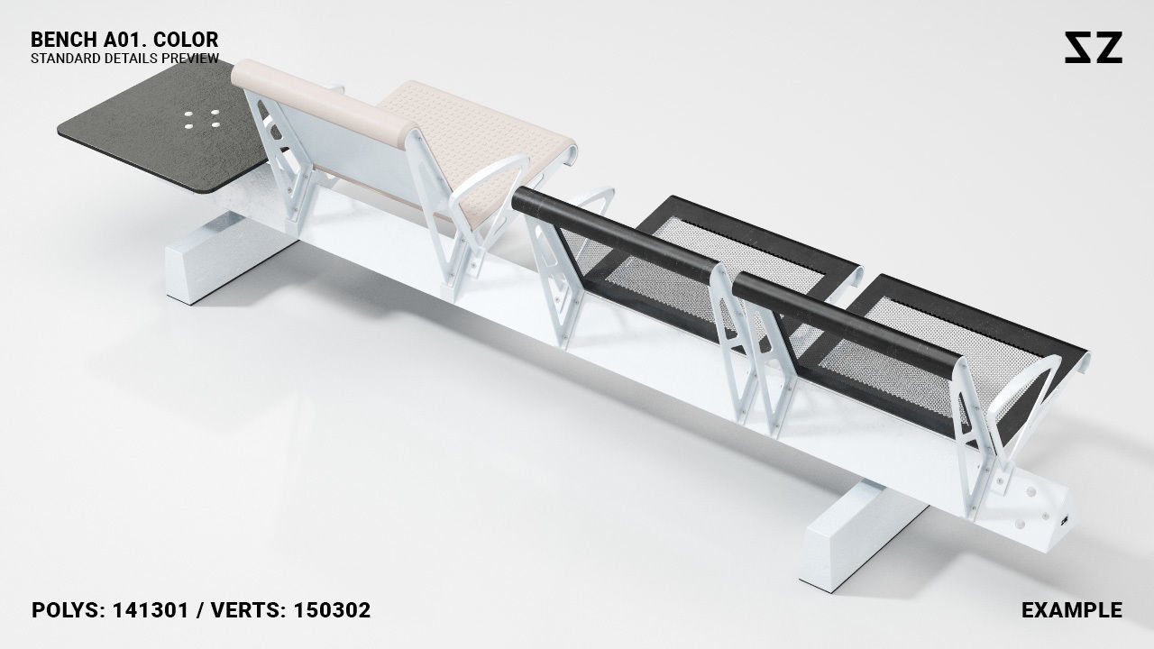 BENCH A01 PACKAGE 3D model_9