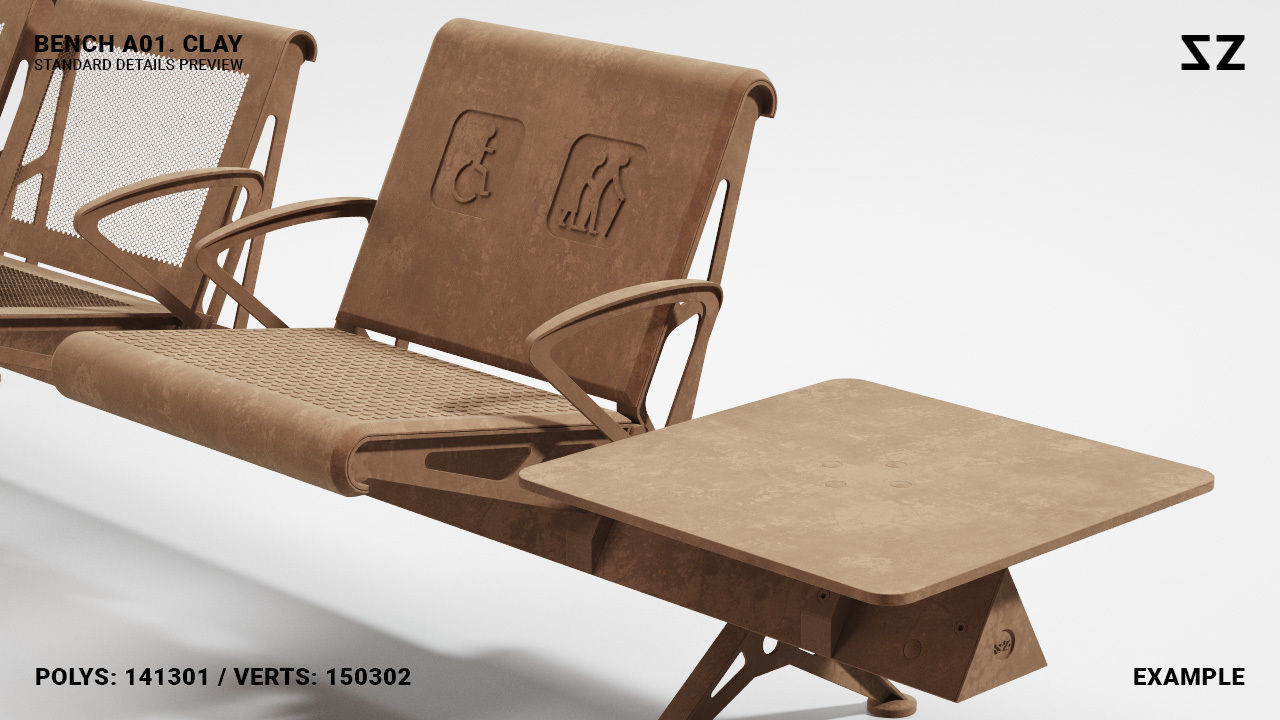 BENCH A01 PACKAGE 3D model_28