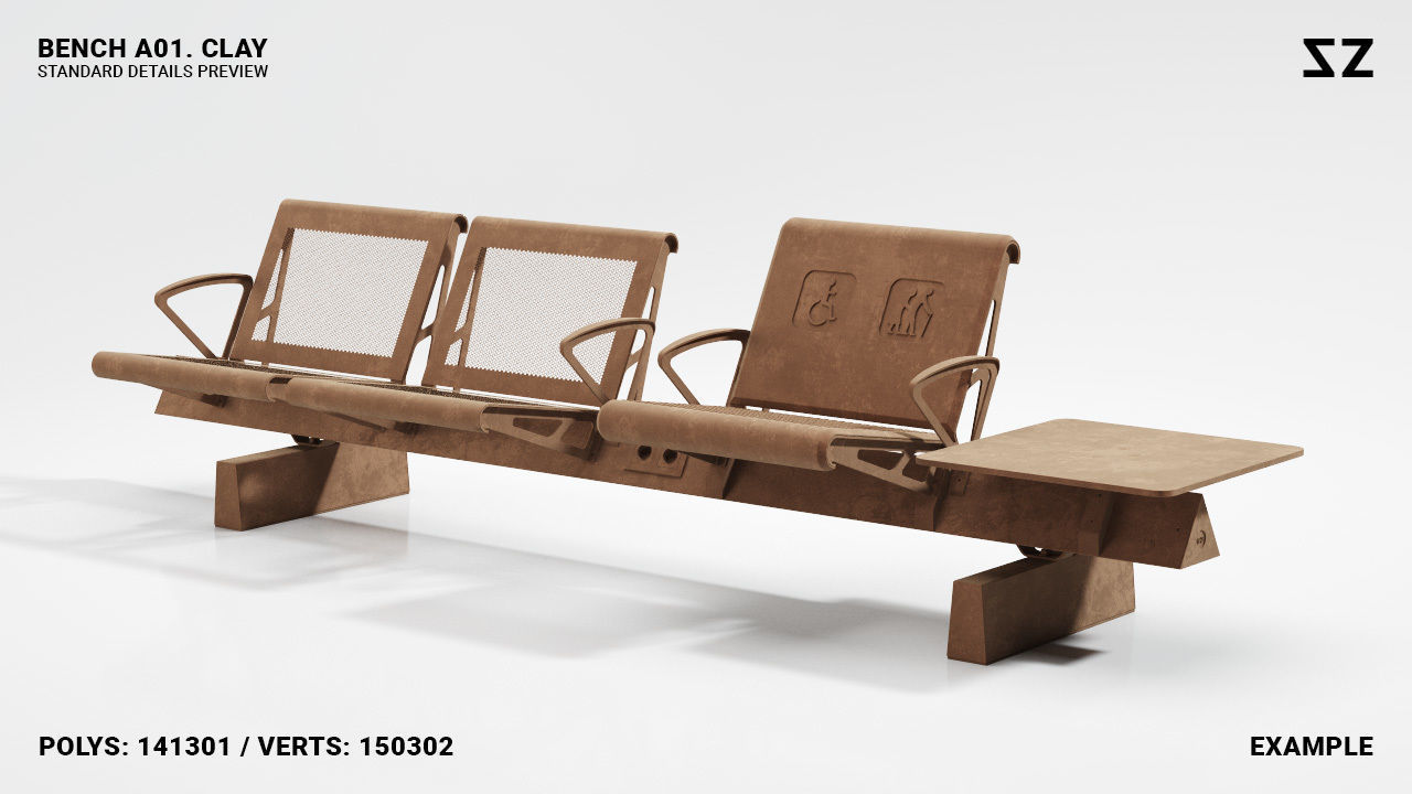 BENCH A01 PACKAGE 3D model_17