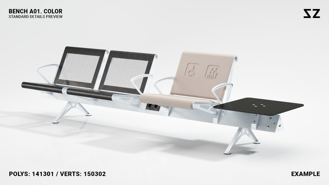 BENCH A01 PACKAGE 3D model_10