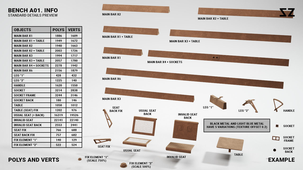 BENCH A01 PACKAGE 3D model_16