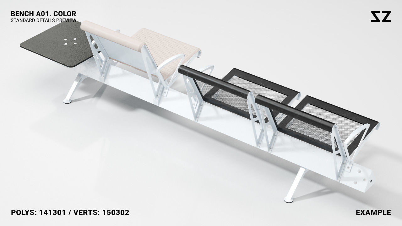 BENCH A01 PACKAGE 3D model_15