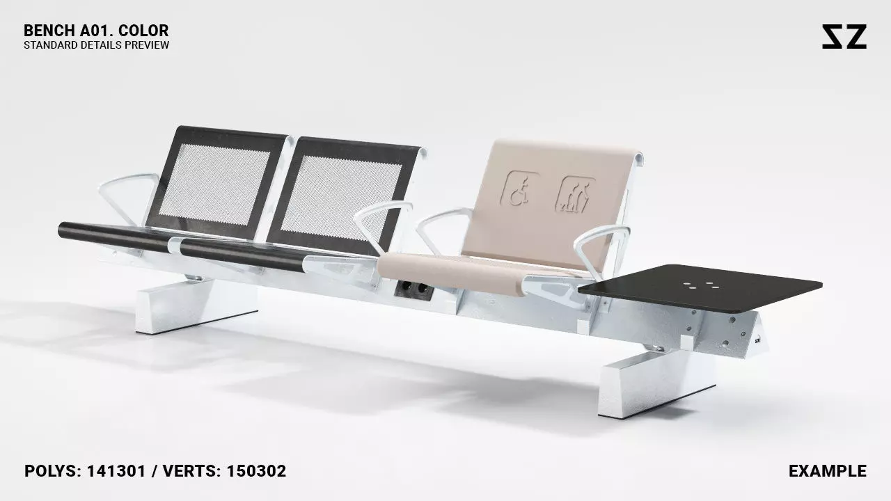 BENCH A01 PACKAGE 3D model_0