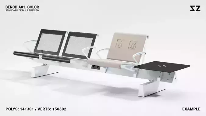 BENCH A01 PACKAGE 3D model