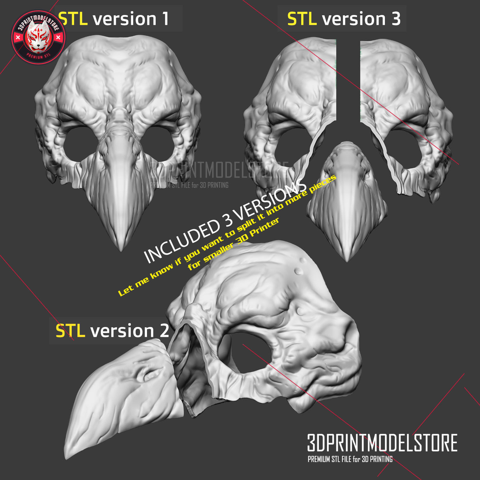 Raven Skull Cosplay Mask - Plague Doctor - Halloween Costume 3D print model_3