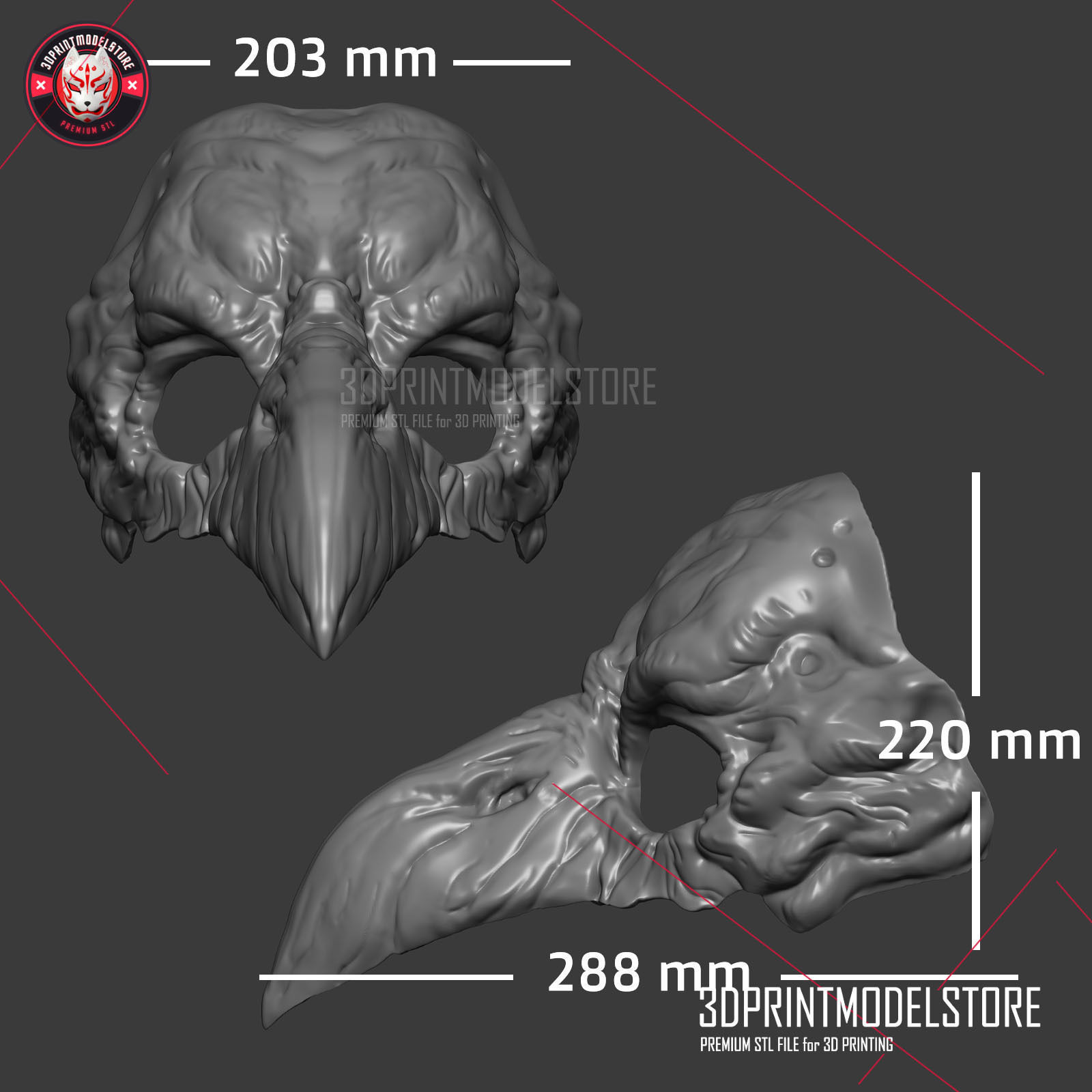 Raven Skull Cosplay Mask - Plague Doctor - Halloween Costume 3D print model_2