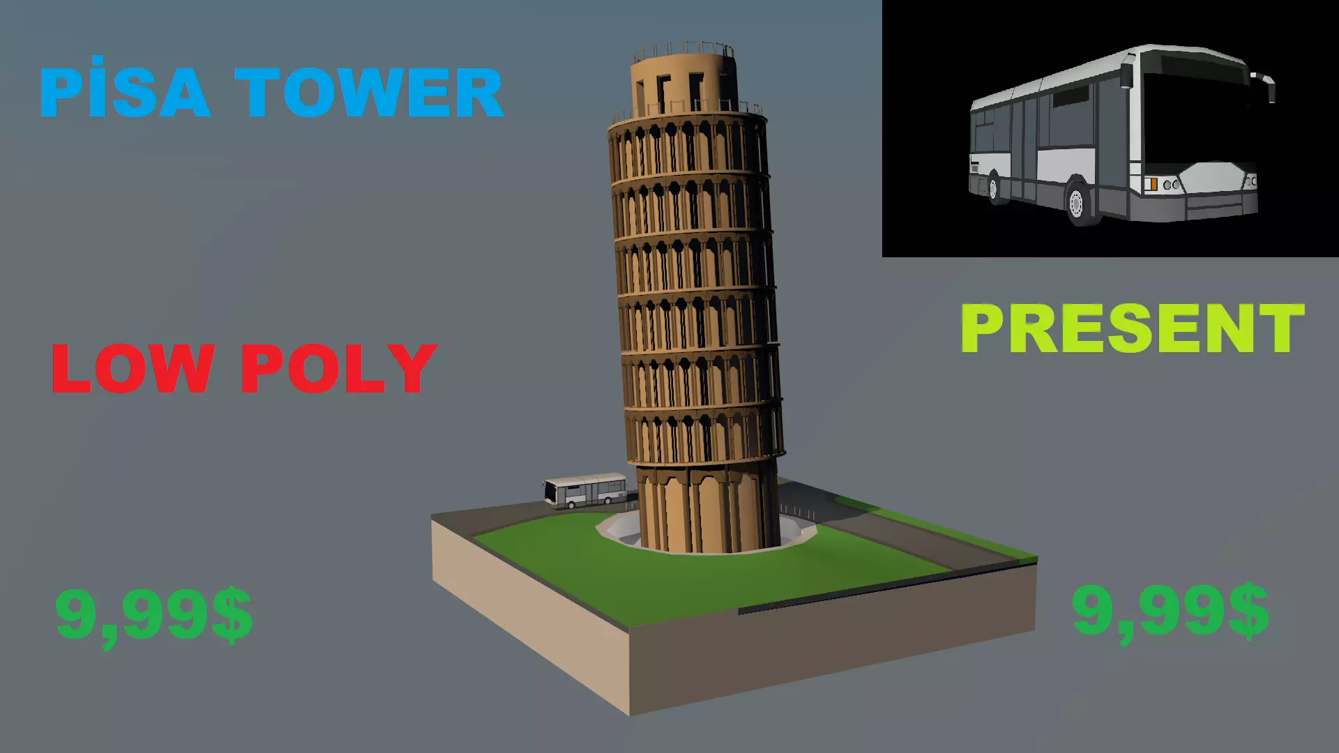 Menara Pisa Low-poly 3D model_0