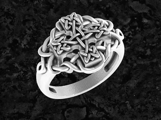 Ring-celtic4 sterling silver celtic cross ring 3D print model