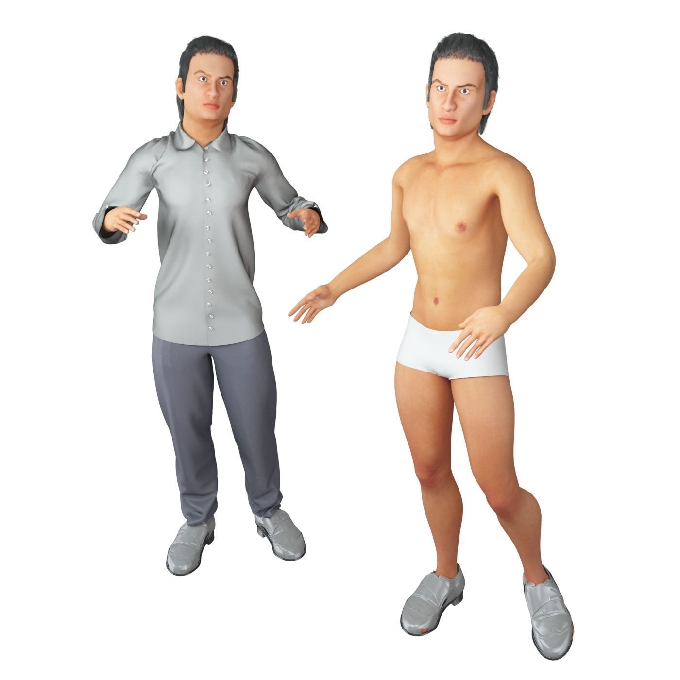 4x Men models real cloth simulation conversation loop animated 3D Model Collection_23