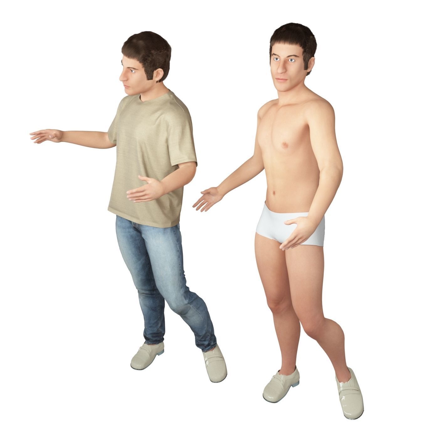 4x Men models real cloth simulation conversation loop animated 3D Model Collection_19