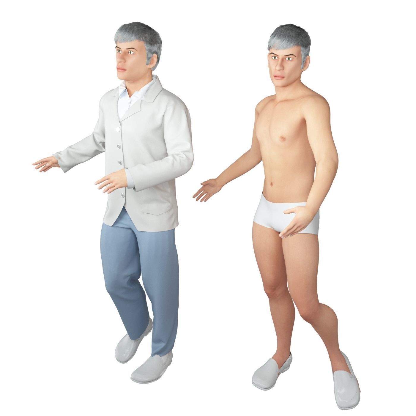 4x Men models real cloth simulation conversation loop animated 3D Model Collection_28