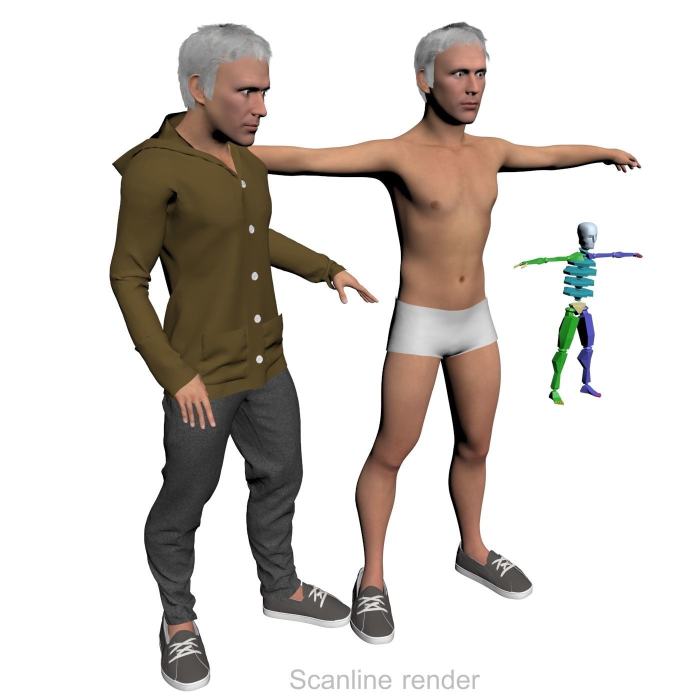 4x Men models real cloth simulation conversation loop animated 3D Model Collection_12