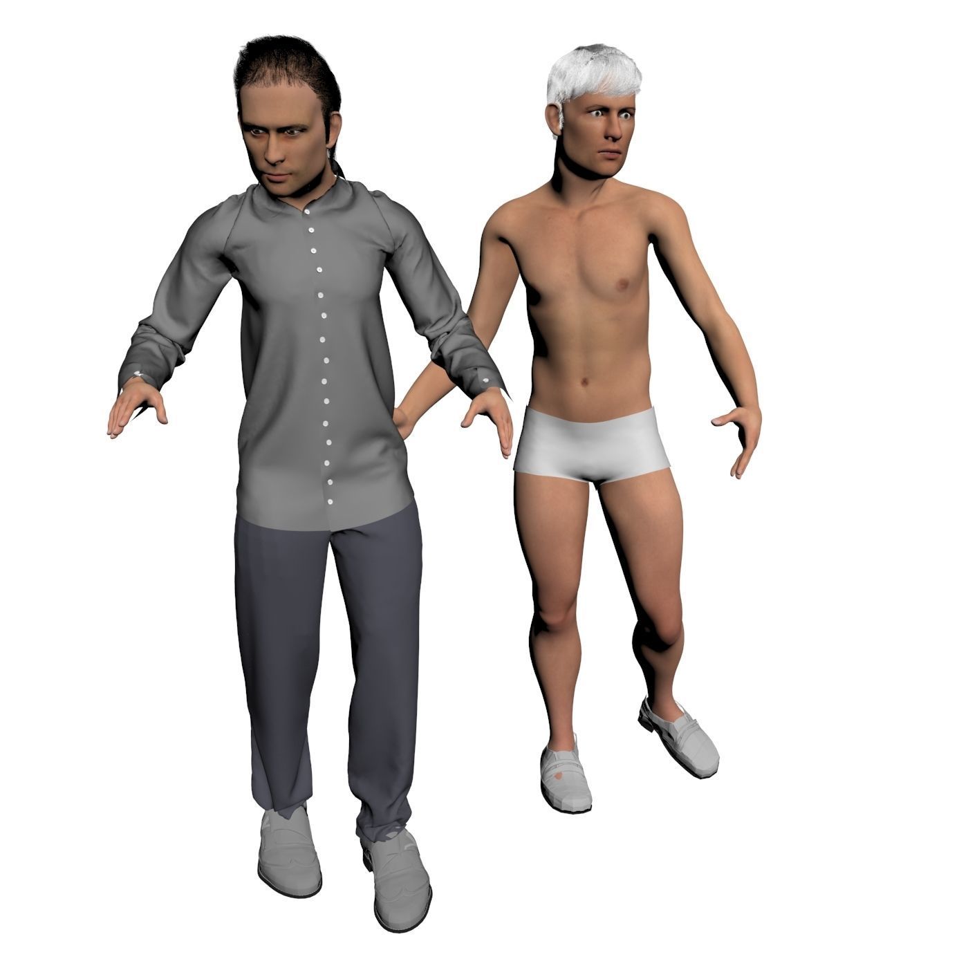 4x Men models real cloth simulation conversation loop animated 3D Model Collection_25