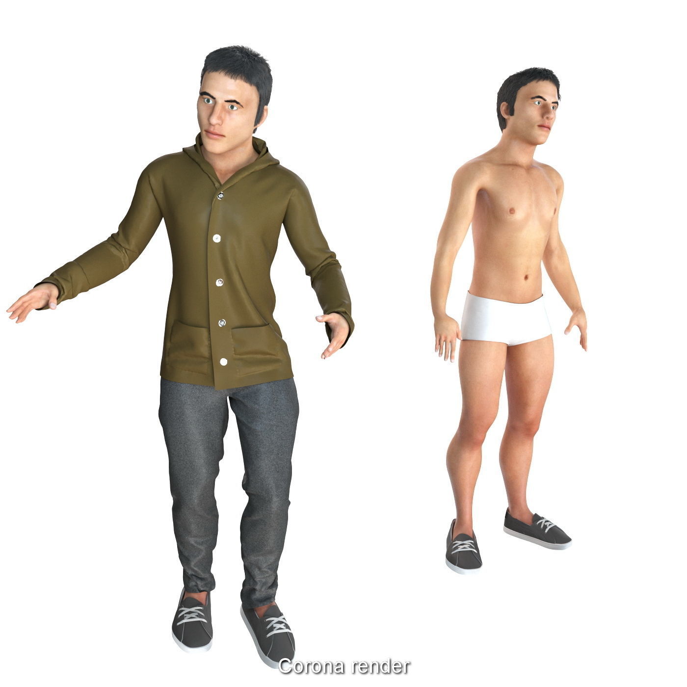 4x Men models real cloth simulation conversation loop animated 3D Model Collection_9