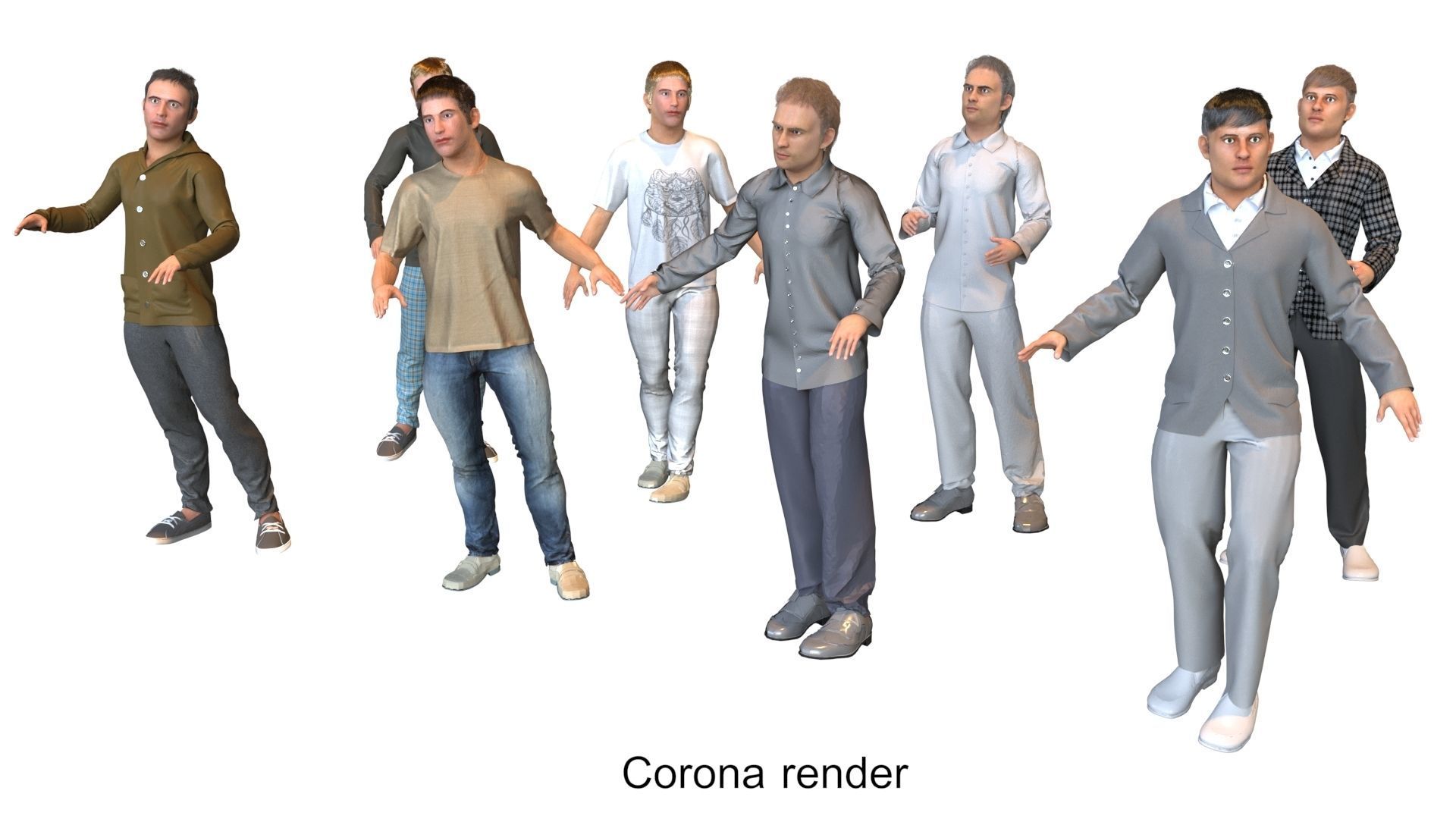 4x Men models real cloth simulation conversation loop animated 3D Model Collection_7