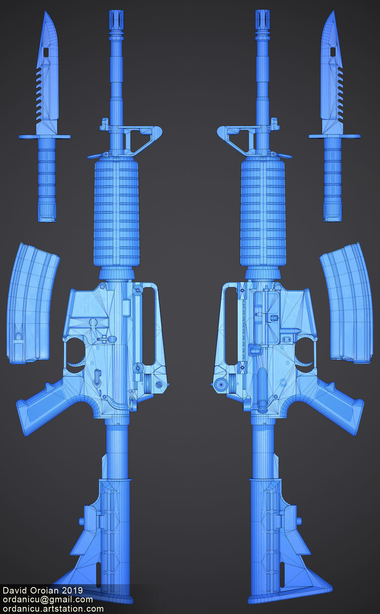 M4A1 Rifle Low-poly 3D model_14