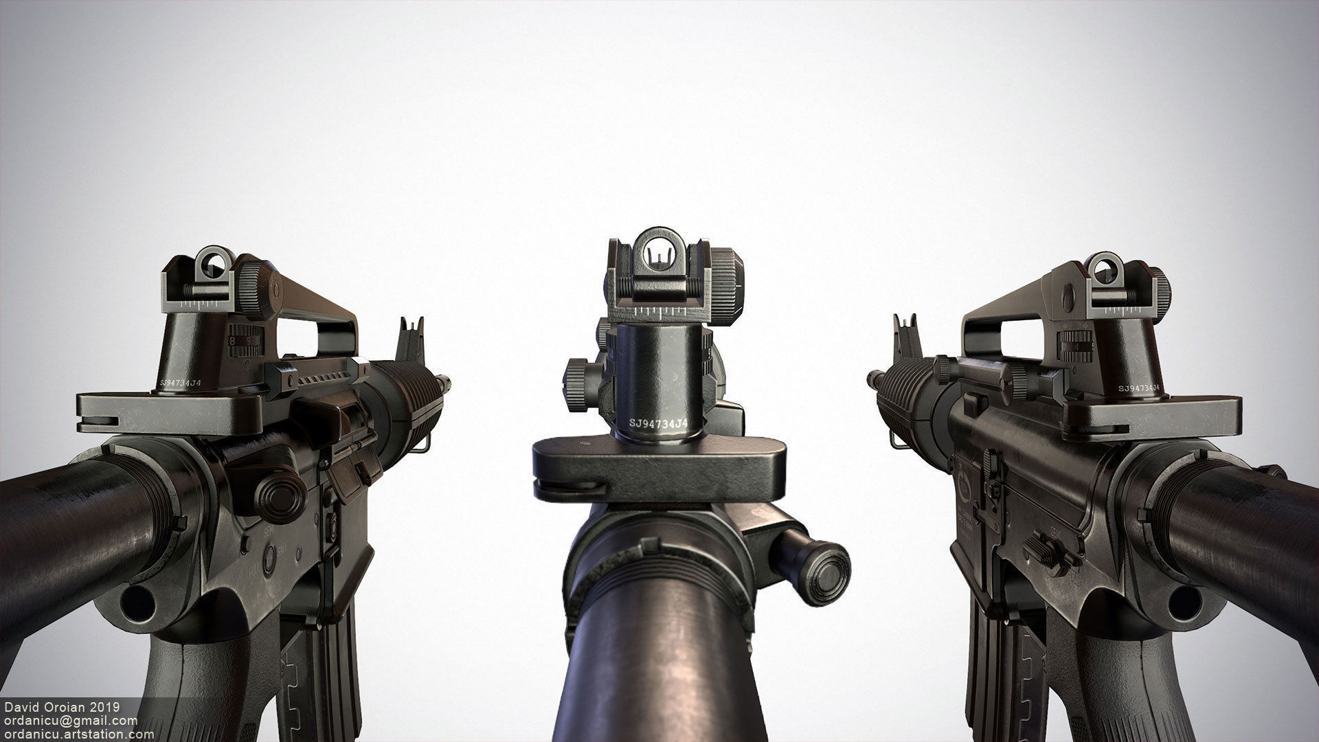 M4A1 Rifle Low-poly 3D model_12