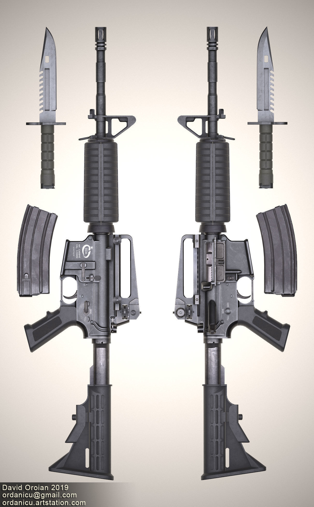 M4A1 Rifle Low-poly 3D model_13
