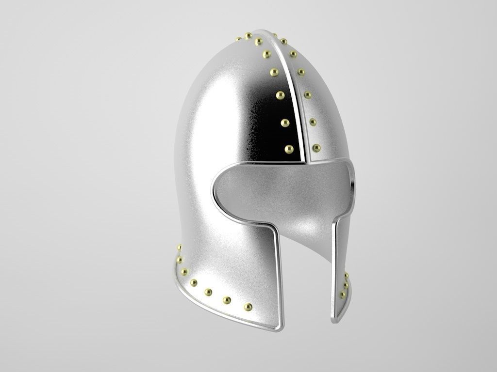 Medieval Knight Helmet 2 3D model_2
