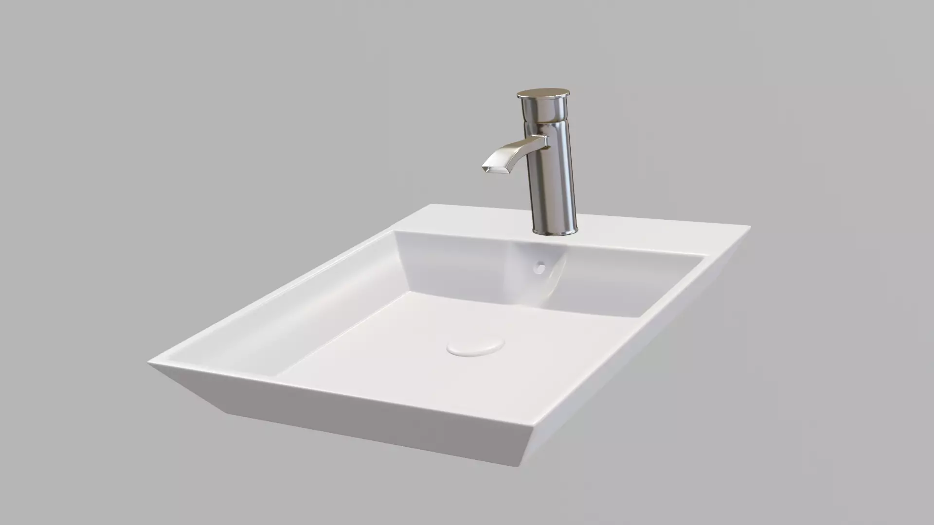 modern sink and water tap Low-poly 3D model_0