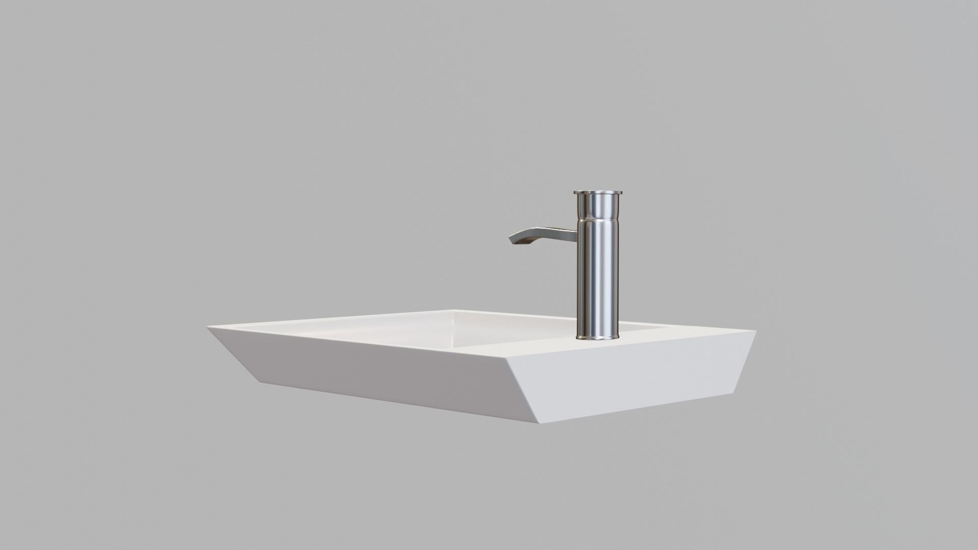 modern sink and water tap Low-poly 3D model_7