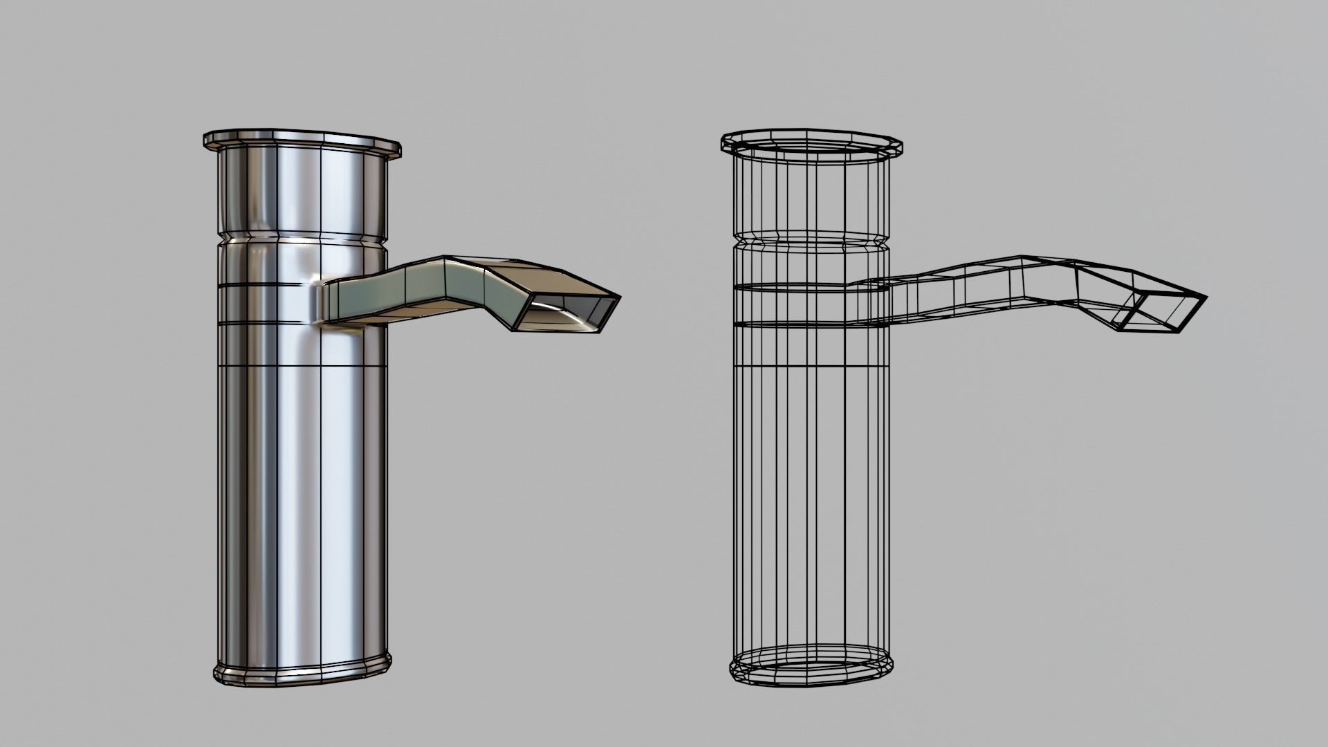 modern sink and water tap Low-poly 3D model_4