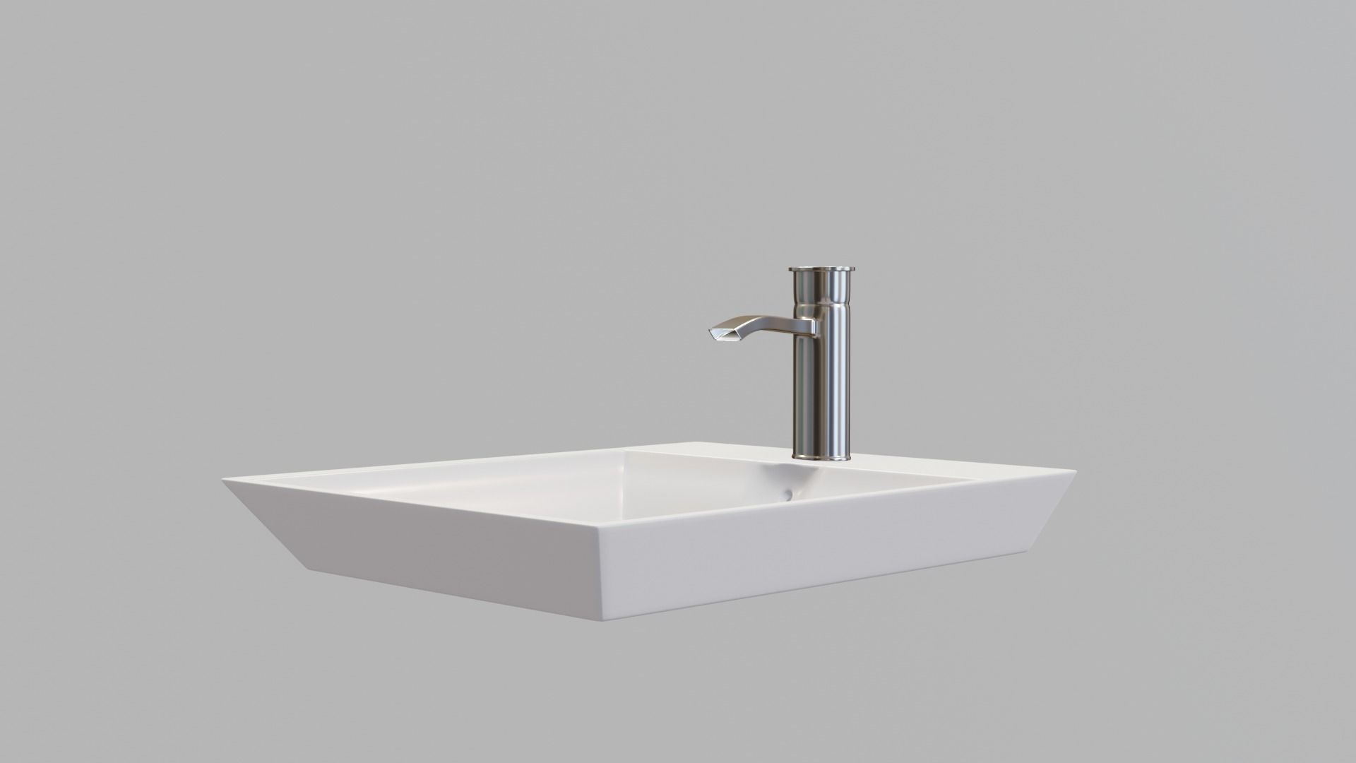 modern sink and water tap Low-poly 3D model_2