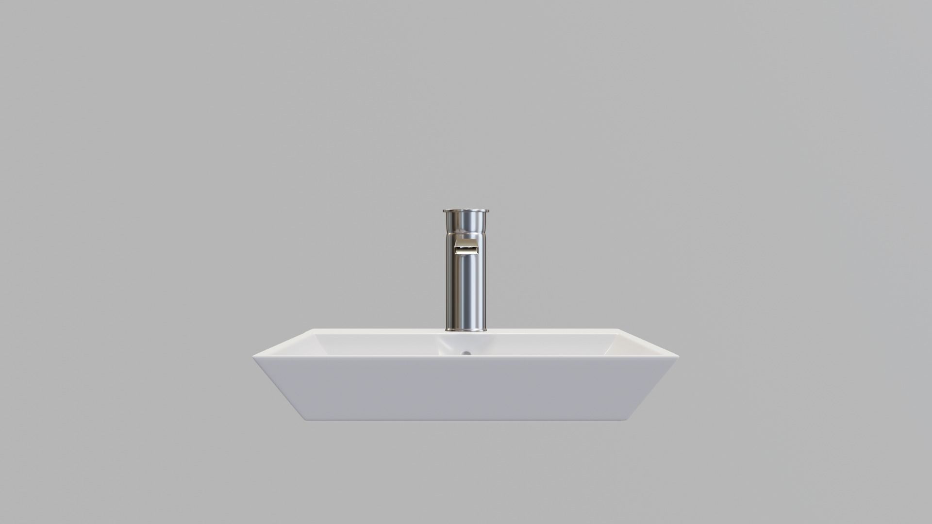 modern sink and water tap Low-poly 3D model_1