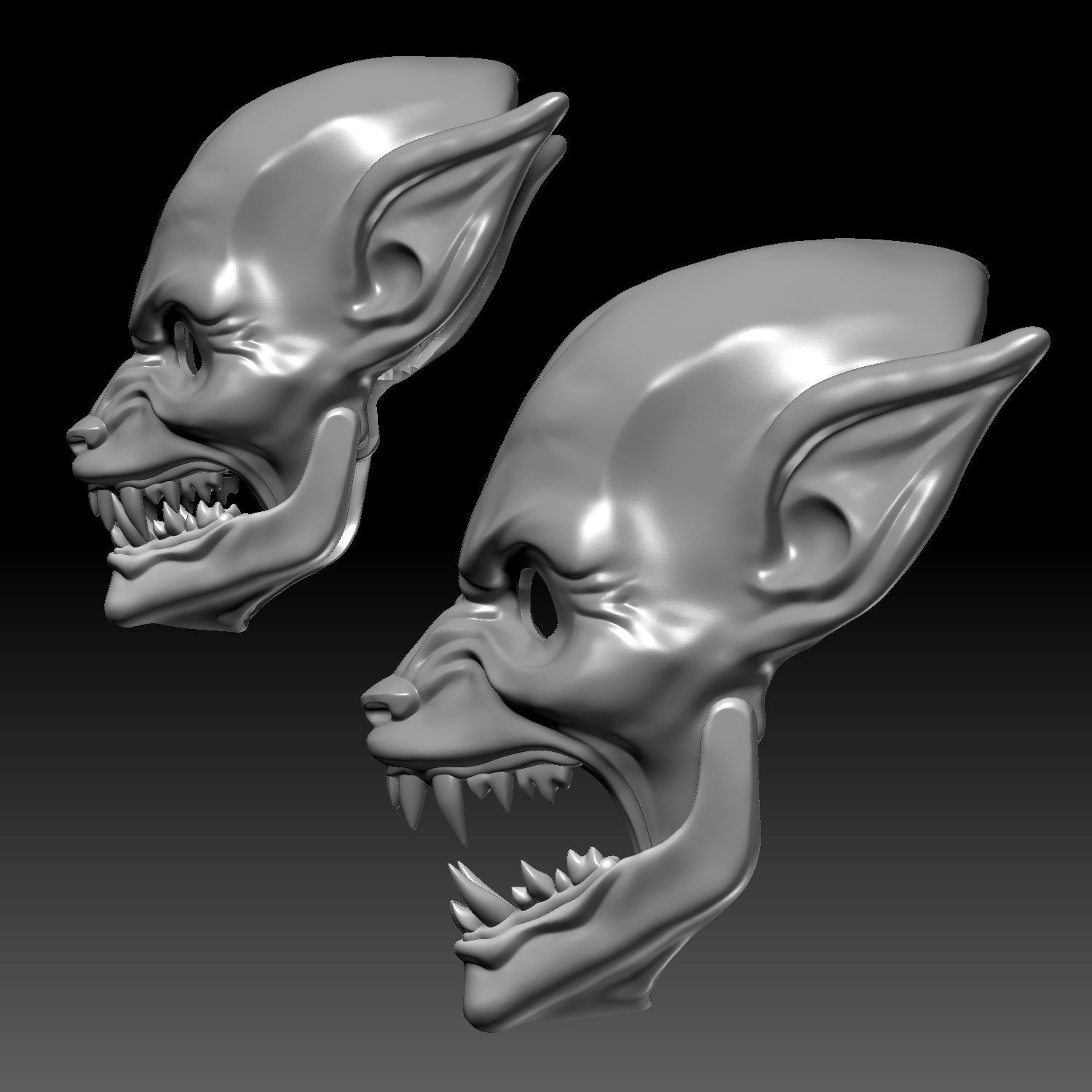 Werewolf Mask With Movable Jaw 3D Printable Model 3D print model_5