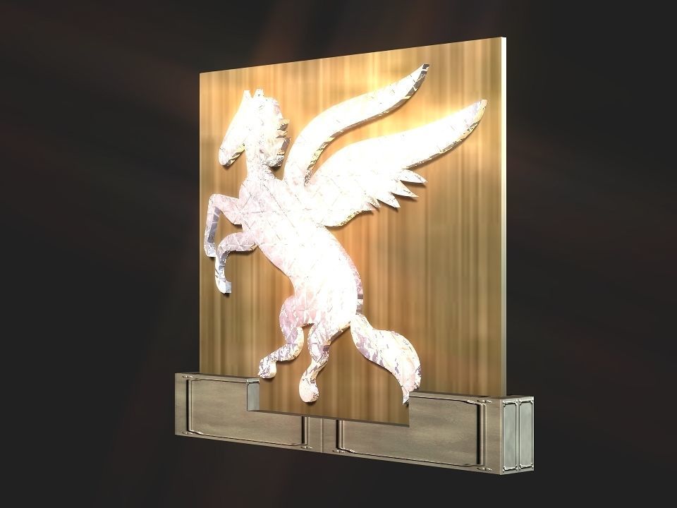 2d 3d Pegasus stand decoration Low-poly 3D model_1