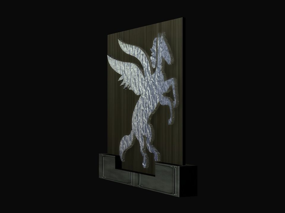 2d 3d Pegasus stand decoration Low-poly 3D model_5
