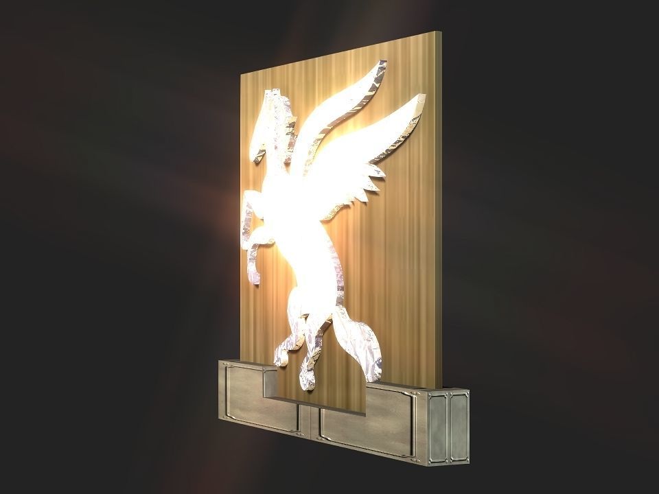 2d 3d Pegasus stand decoration Low-poly 3D model_12