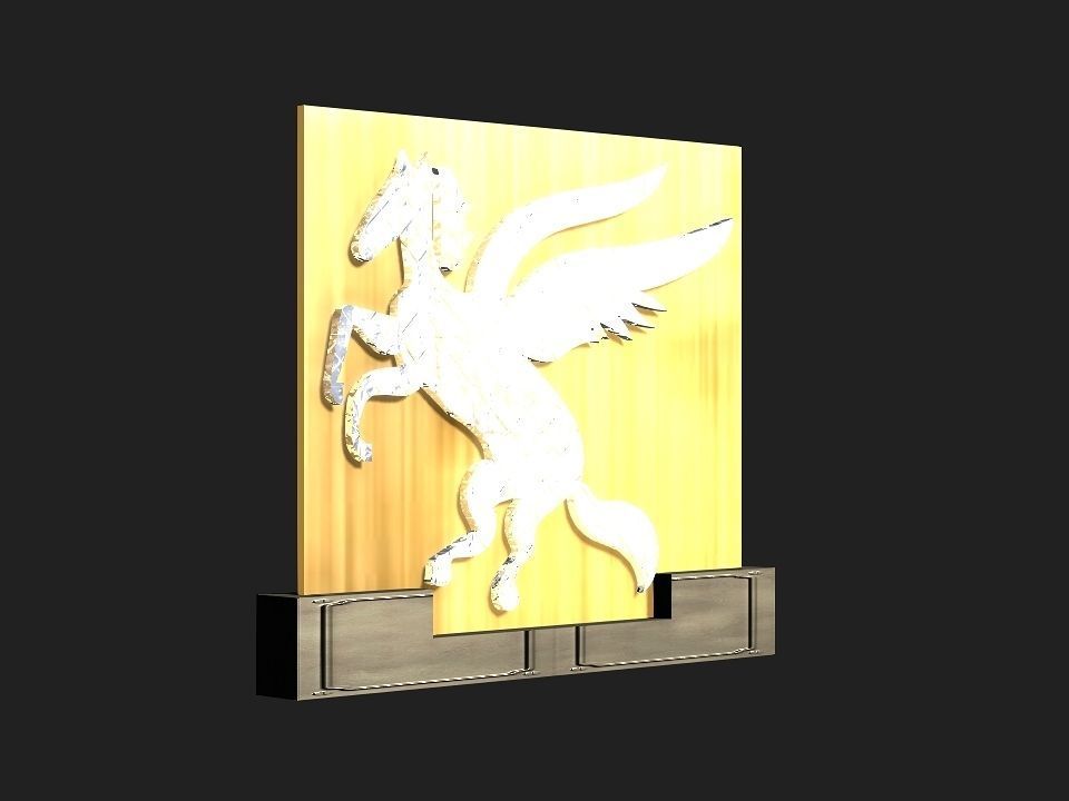 2d 3d Pegasus stand decoration Low-poly 3D model_9