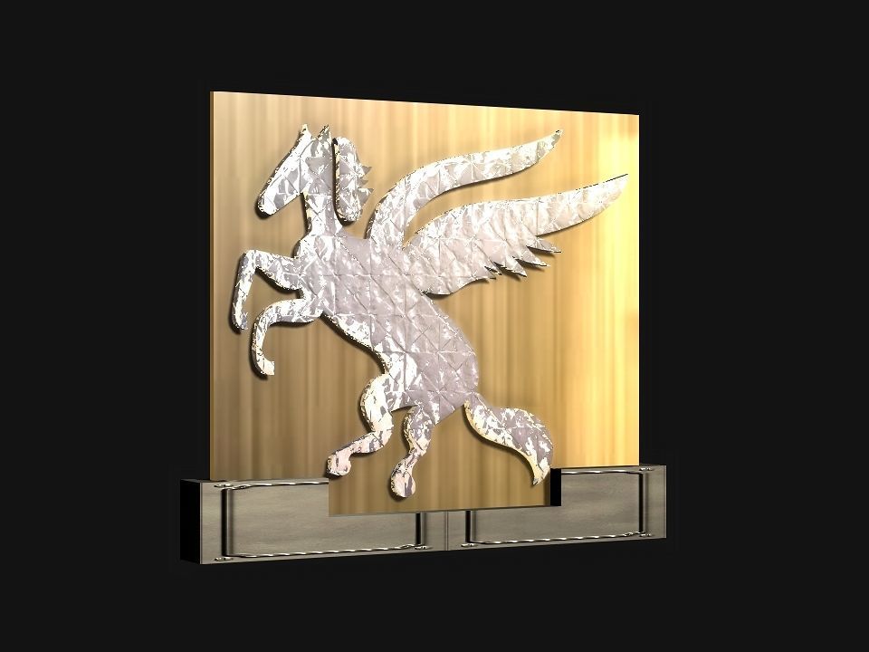 2d 3d Pegasus stand decoration Low-poly 3D model_11
