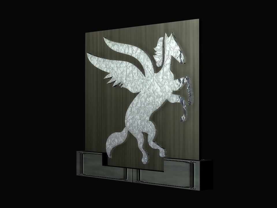 2d 3d Pegasus stand decoration Low-poly 3D model_4