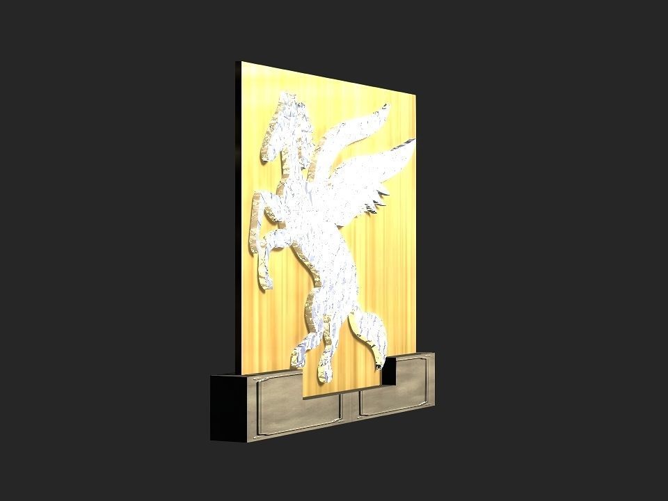 2d 3d Pegasus stand decoration Low-poly 3D model_8