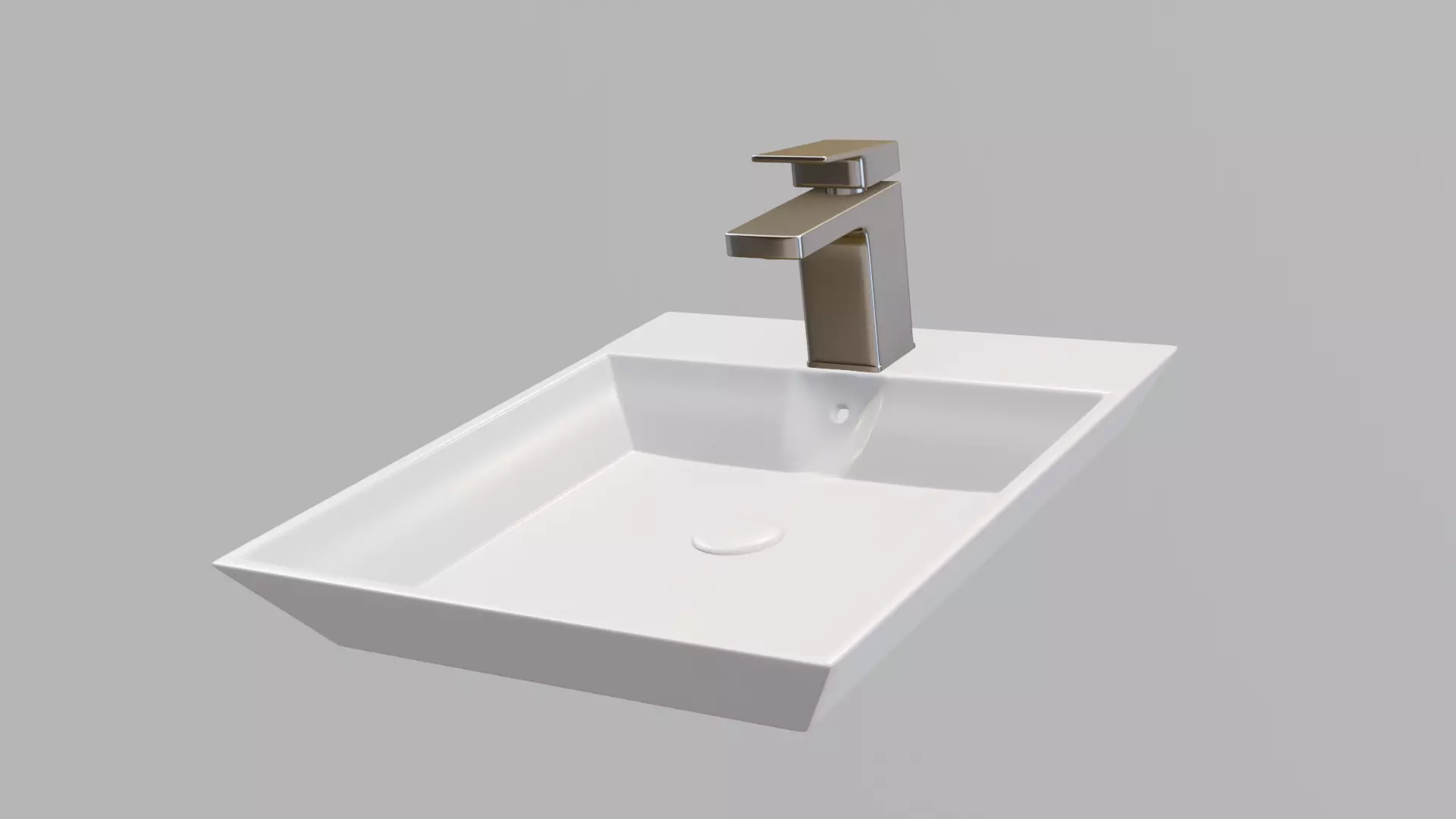 modern sink and water tap Low-poly 3D model_0
