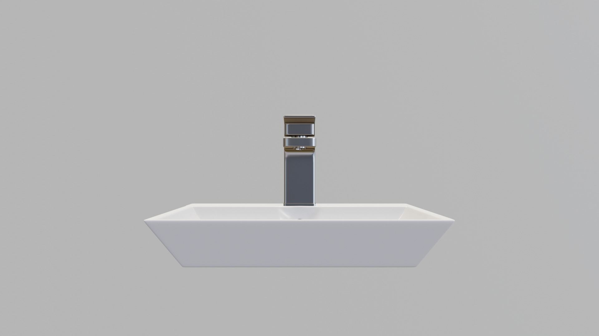 modern sink and water tap Low-poly 3D model_1