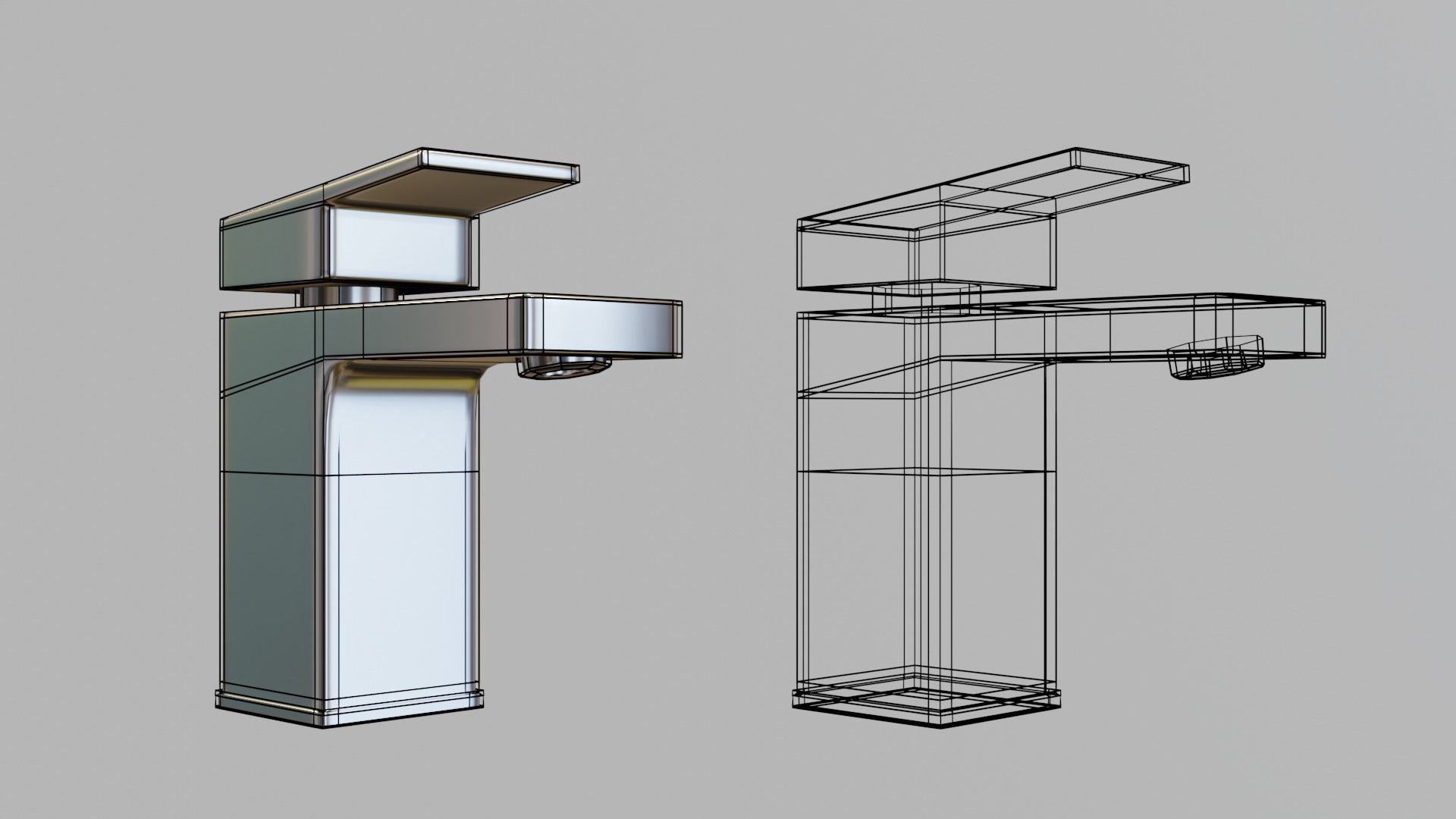 modern sink and water tap Low-poly 3D model_4
