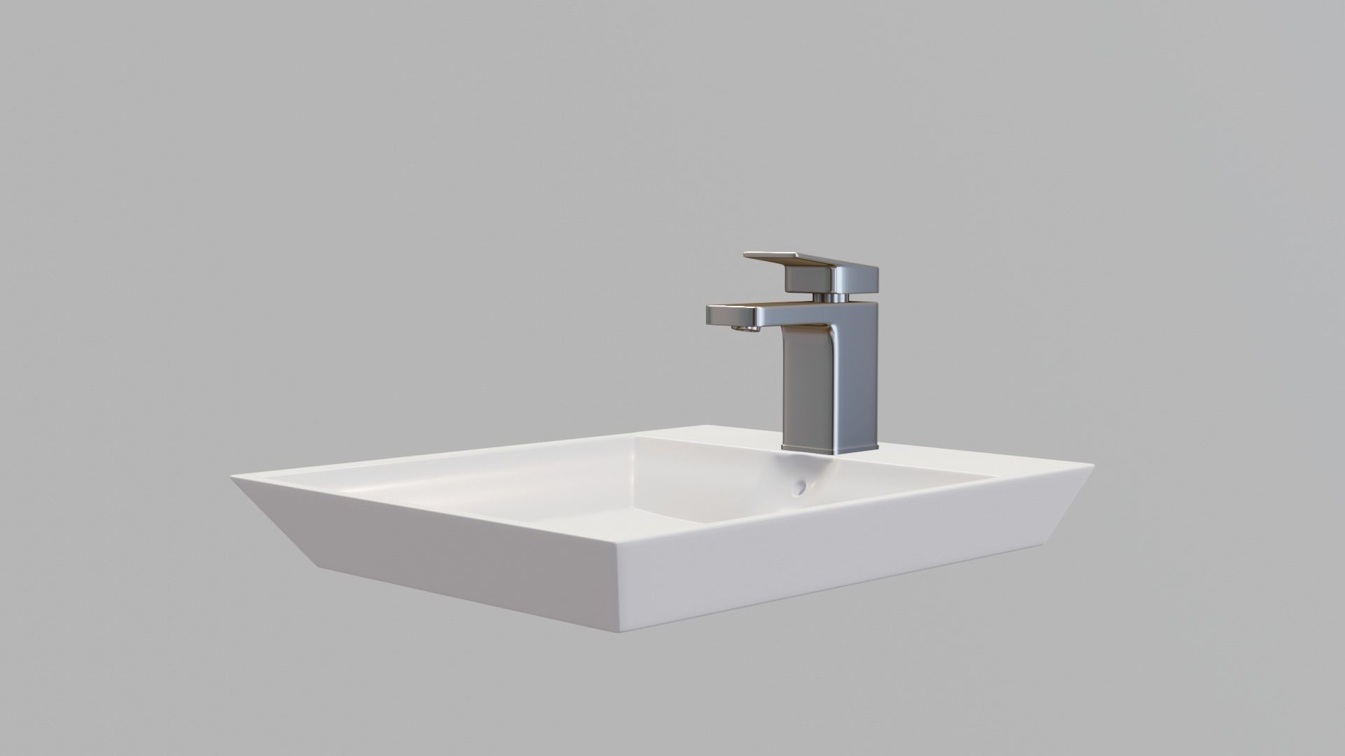 modern sink and water tap Low-poly 3D model_2