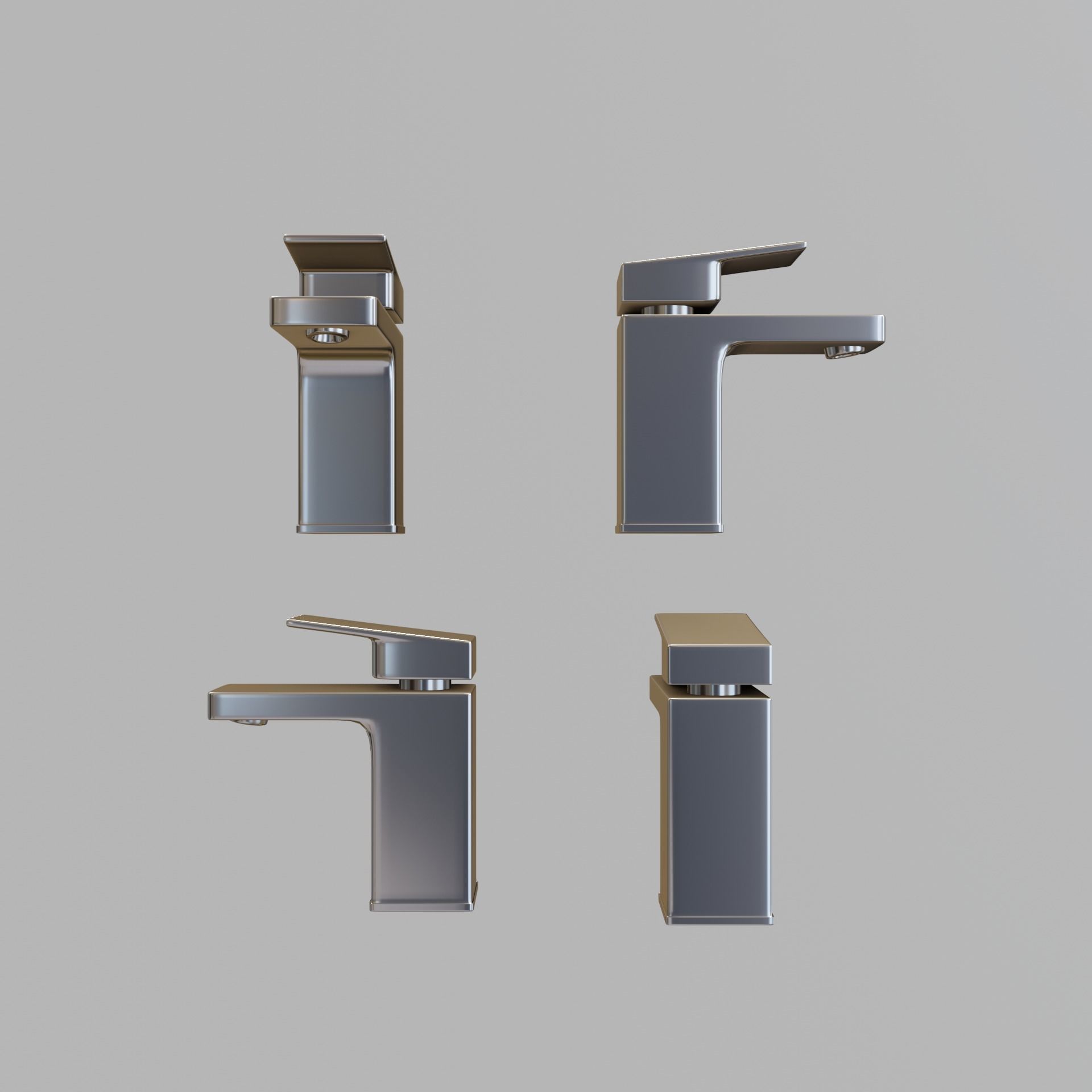 modern sink and water tap Low-poly 3D model_9