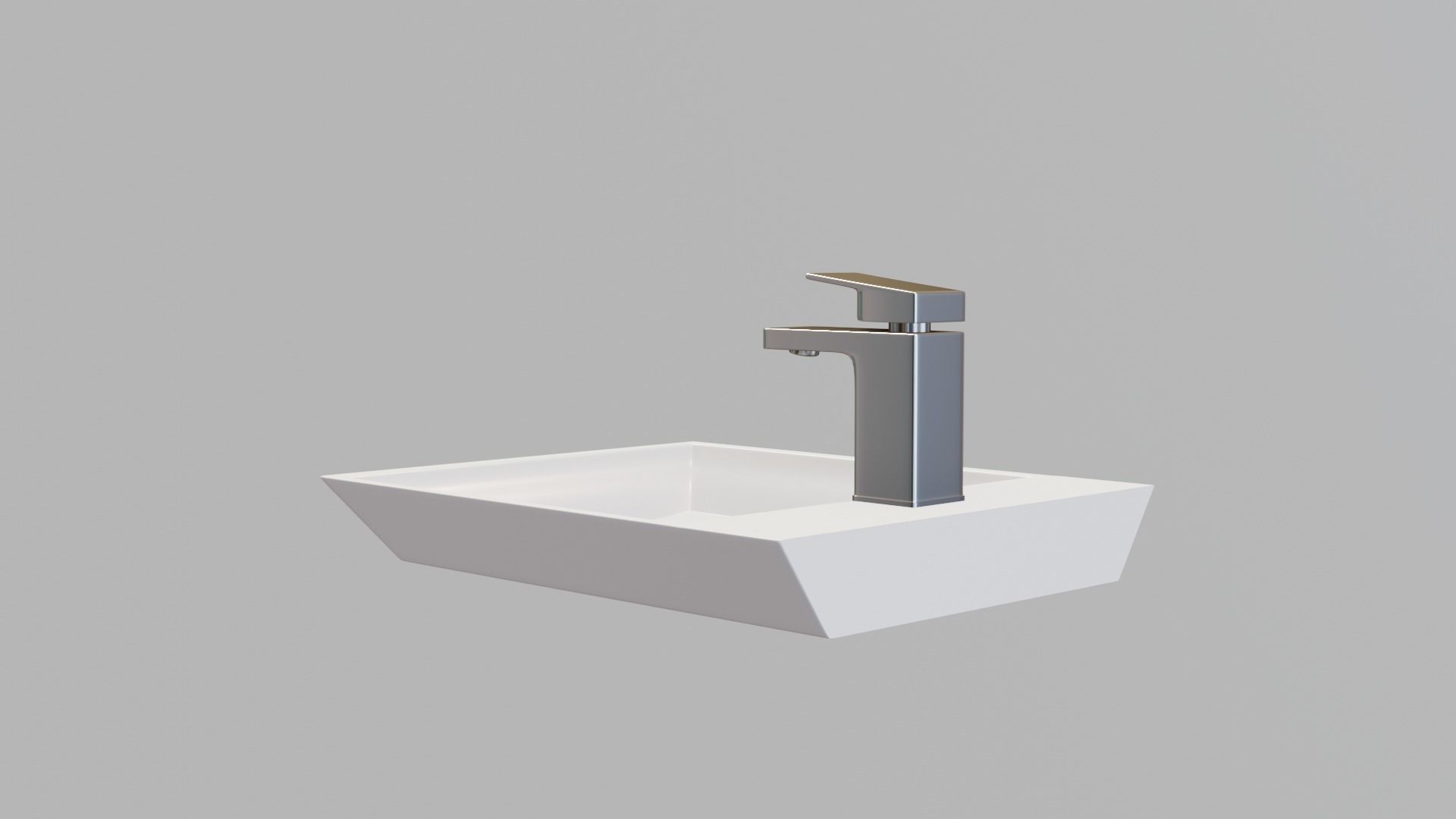 modern sink and water tap Low-poly 3D model_7