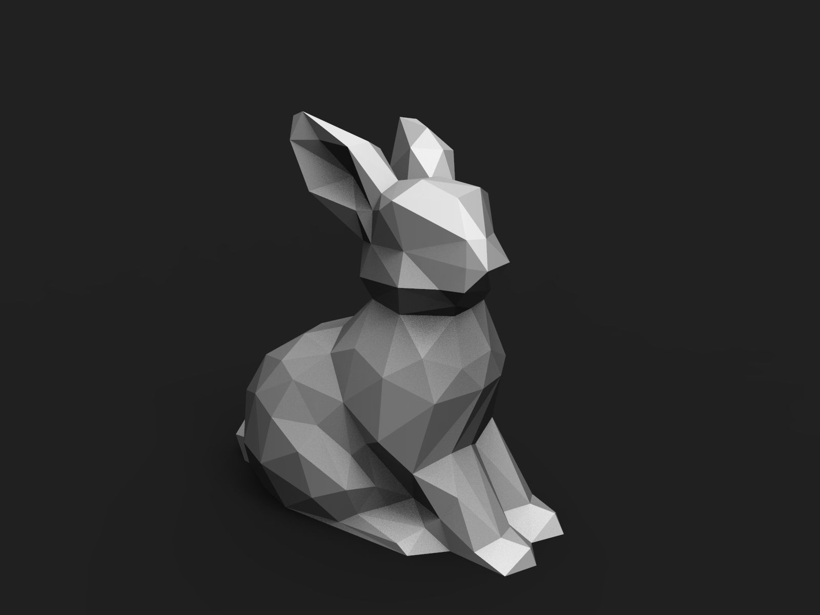 Rabbit Low Poly 3D print model_9
